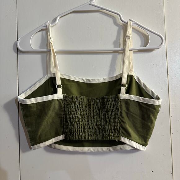 HOUSE OF HARLOW 1960 Linen Blend GREEN TWO PIECE Skirt SET Size Small - Picture 5 of 9